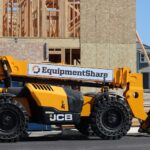 JCB forklift at a construction site in Elk Grove, California. Suburban housing development progress.